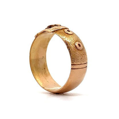 Bold Chanel-Inspired Yellow Gold Belt Buckle Ring in 18K