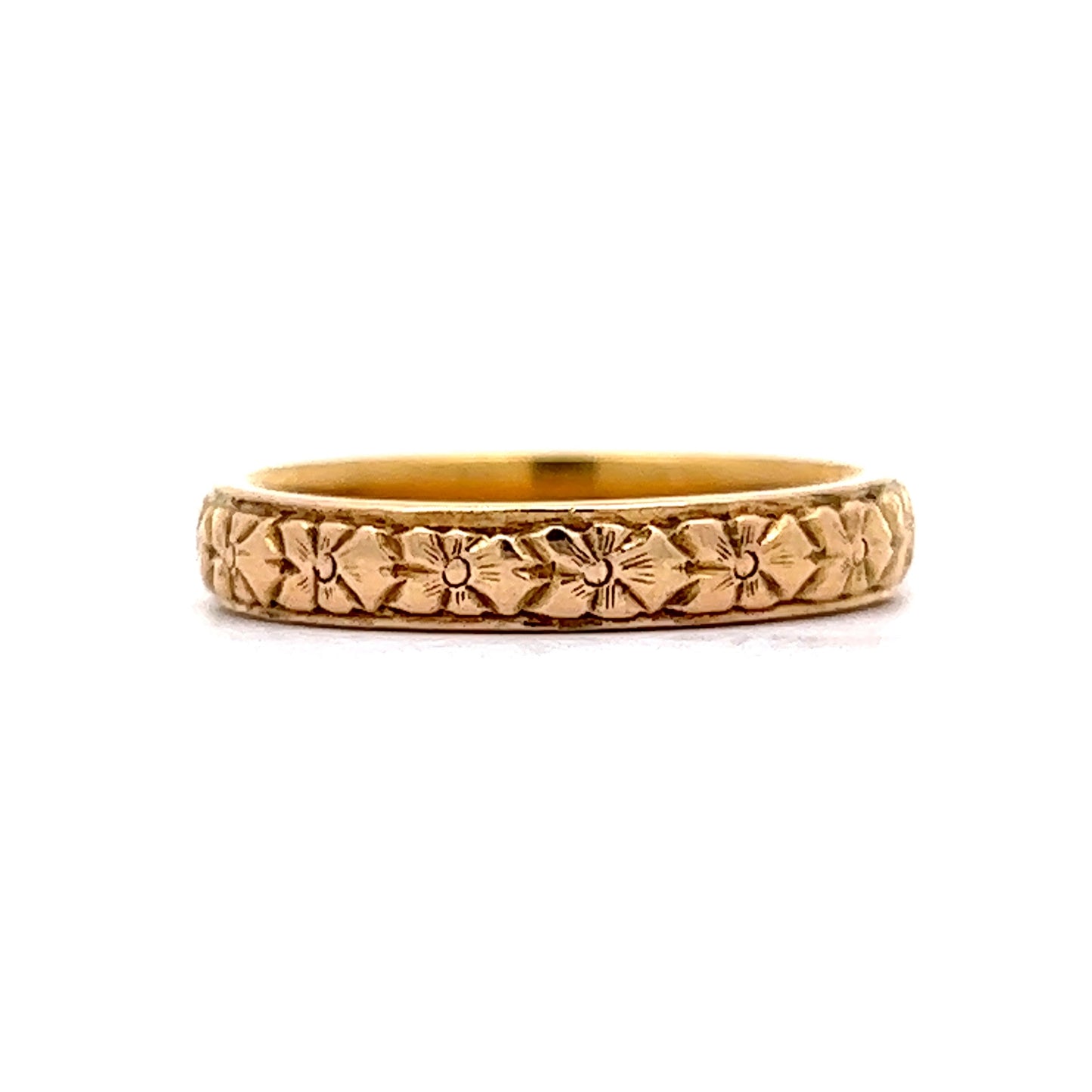 Vintage 1930s Orange Blossom Wedding Band in 18k Yellow Gold