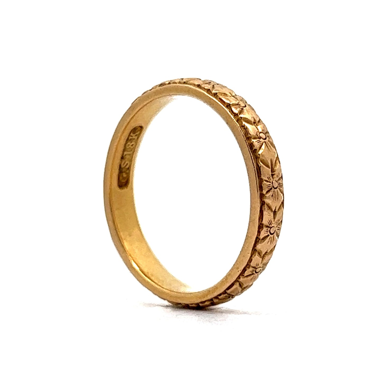 Vintage 1930s Orange Blossom Wedding Band in 18k Yellow Gold