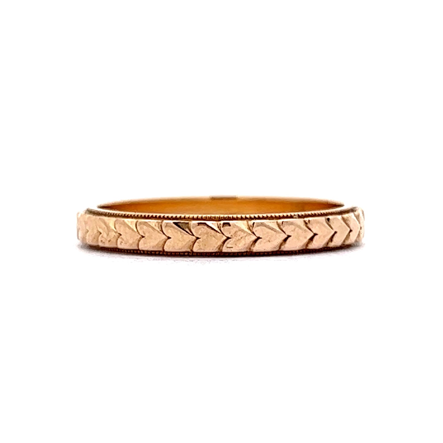 Infinity Heart Engraved Yellow Gold Wedding Band