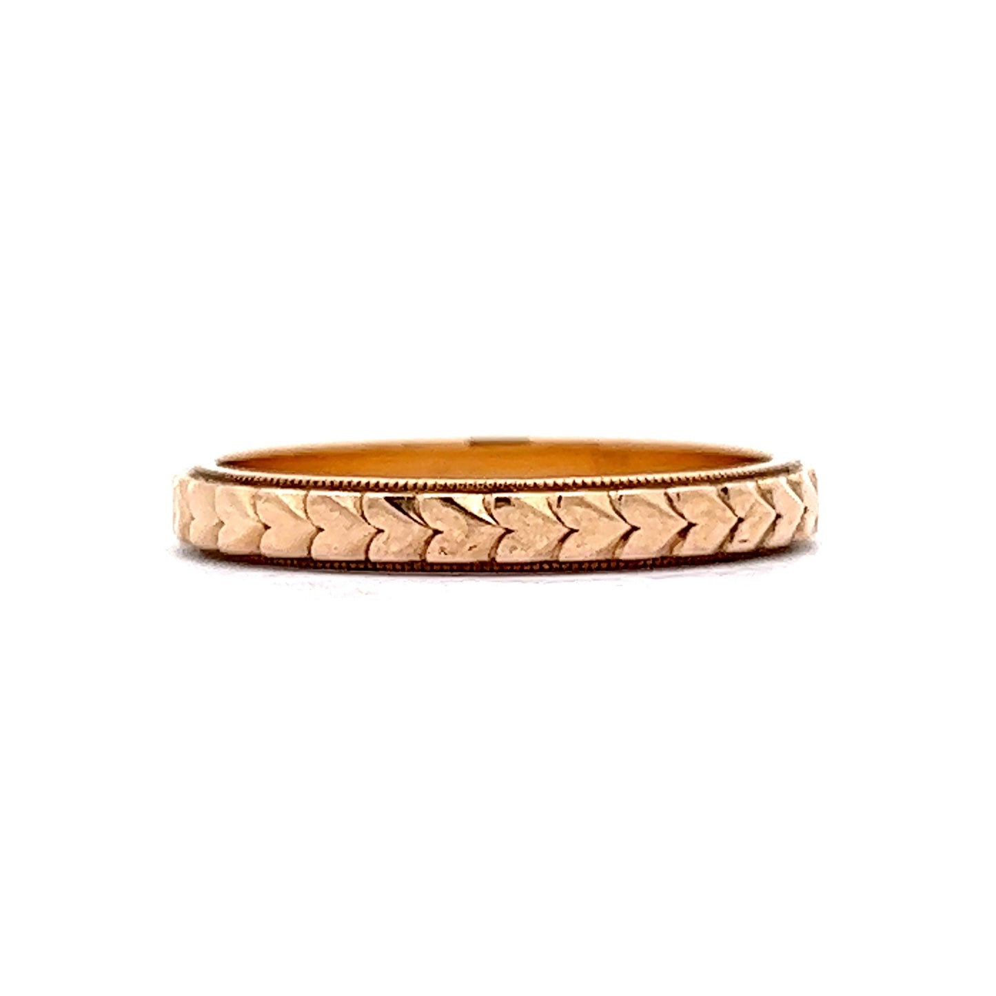 Infinity Heart Engraved Yellow Gold Wedding Band