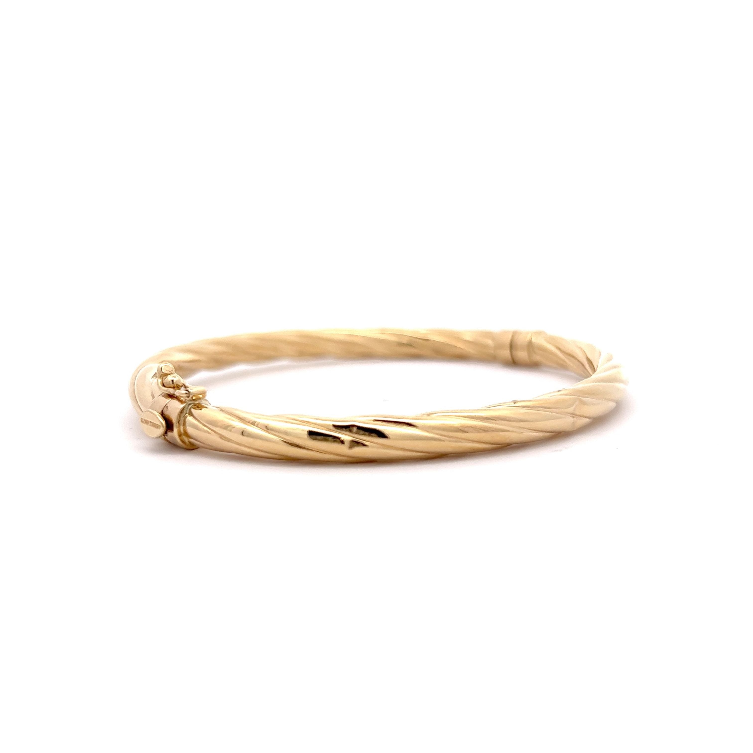 Twisted Rope Bangle Bracelet in 14k Yellow Gold Filigree Jewelers