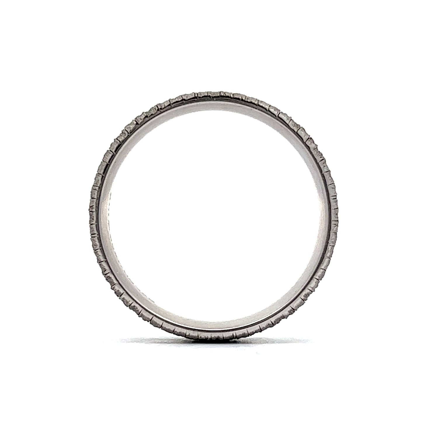 Men's Half Round Brushed Finish Wedding Band in 14k White Gold