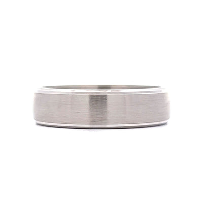 Men's Comfort Fit Brushed Finish Wedding Band in 14k White Gold
