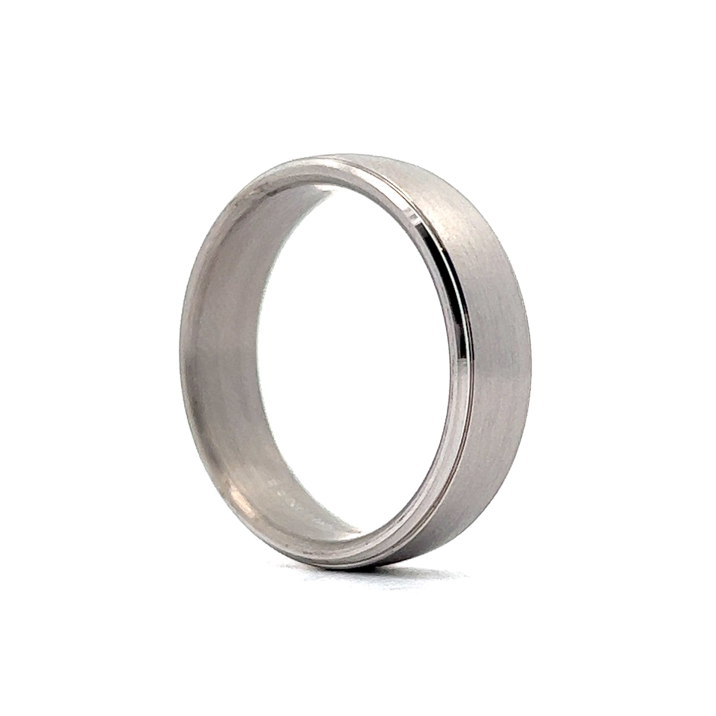 Men's Comfort Fit Brushed Finish Wedding Band in 14k White Gold