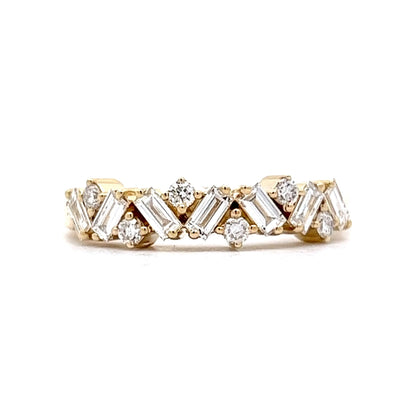 .42 Diamond Cluster Stacking Wedding Band in 14K Yellow Gold