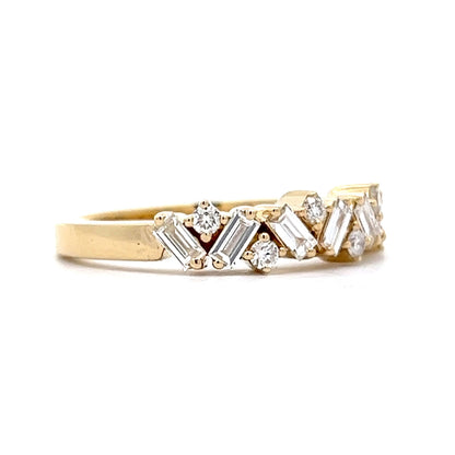 .42 Diamond Cluster Stacking Wedding Band in 14K Yellow Gold