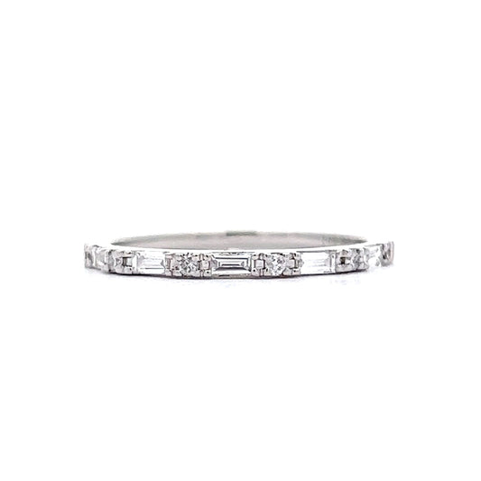 .16 Mixed Cut Diamond Wedding Band in 14K White Gold