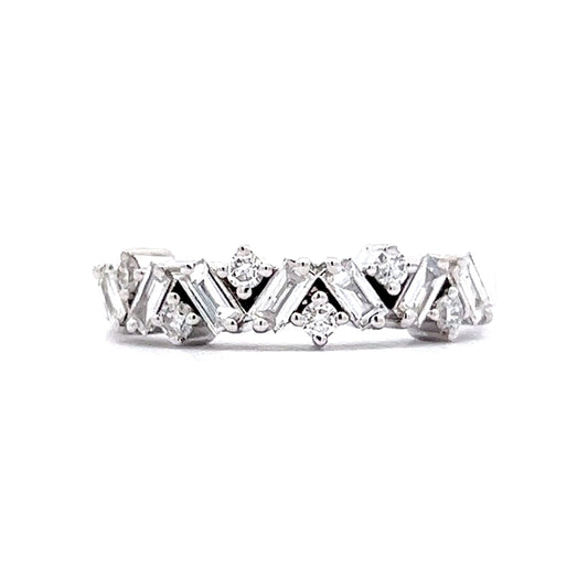 .42 Diamond Cluster Stacking Wedding Band in 14K White Gold
