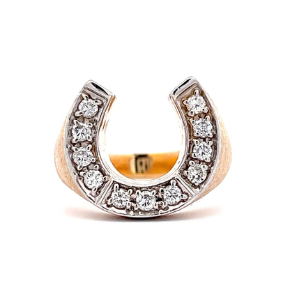 .44 Lucky Horseshoe Diamond Two-Tone Cocktail Ring