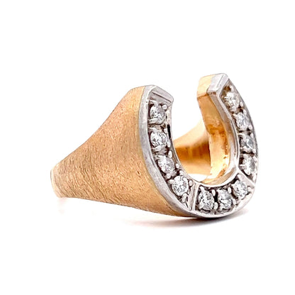 .44 Lucky Horseshoe Diamond Two-Tone Cocktail Ring