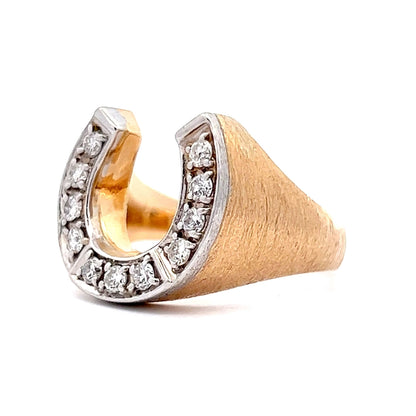 .44 Lucky Horseshoe Diamond Two-Tone Cocktail Ring