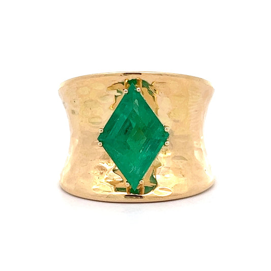 2.12 Emerald Statement Ring in 18K Yellow Gold