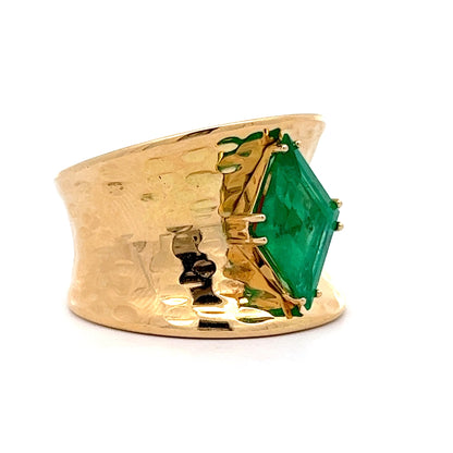 2.12 Emerald Statement Ring in 18K Yellow Gold