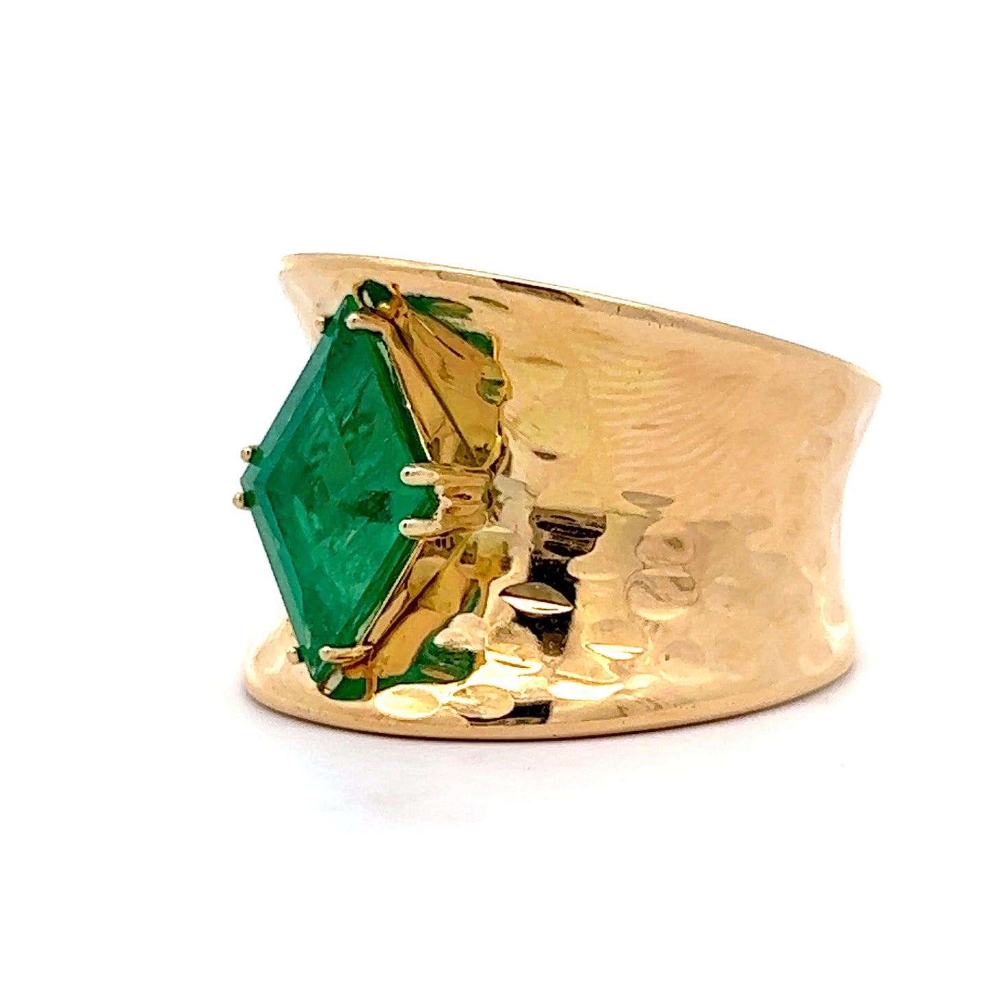 2.12 Emerald Statement Ring in 18K Yellow Gold