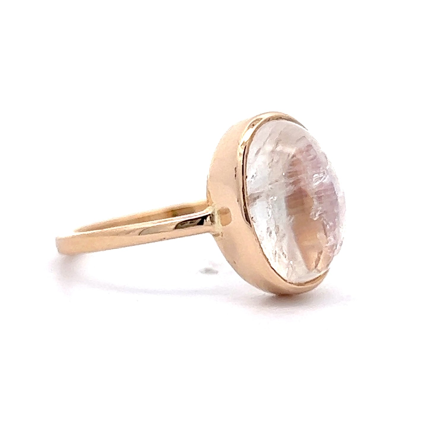 3.90 Cabochon Cut Moonstone Ring in 14k Yellow Gold