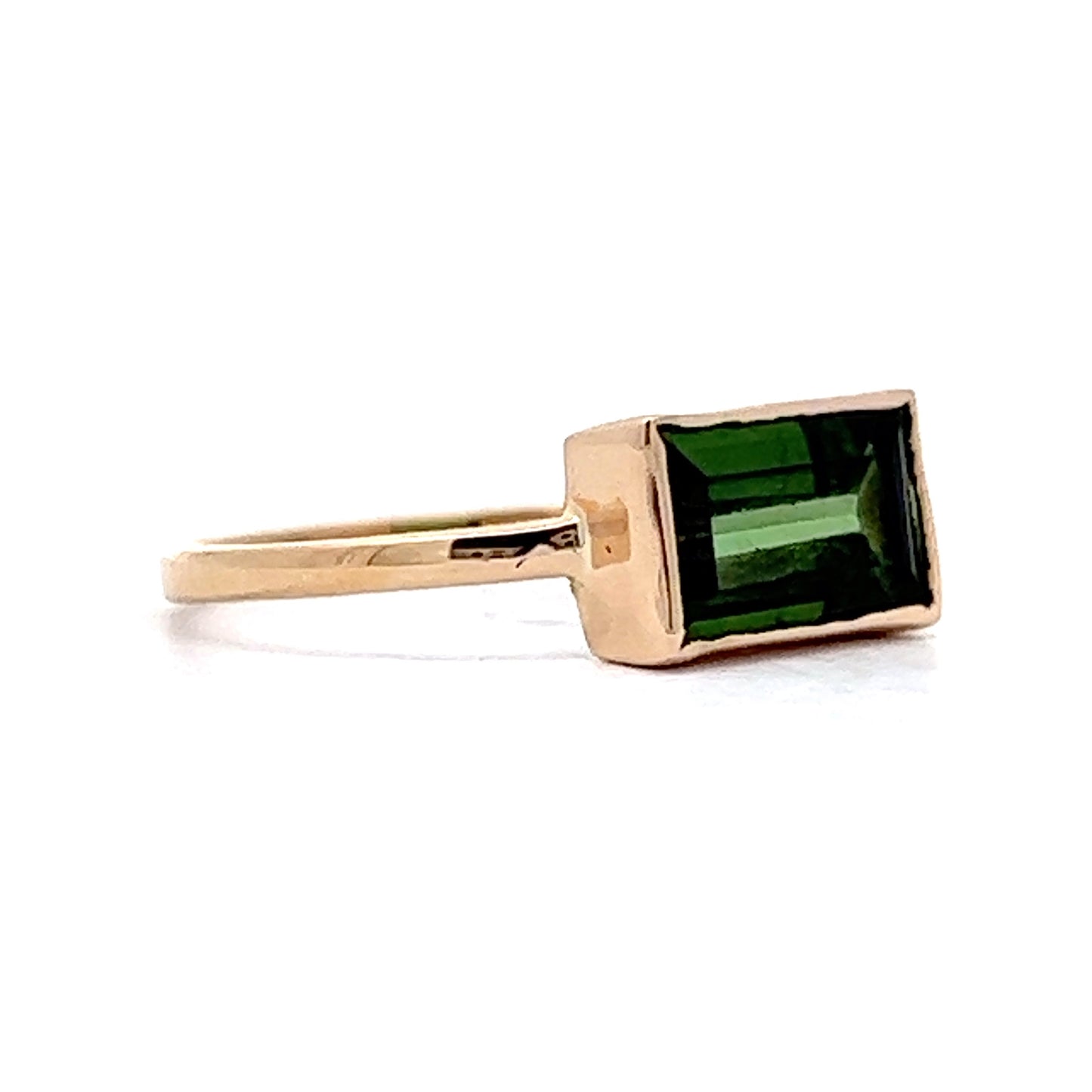 1.59 Green Tourmaline Stacking Ring in 14K Yellow Gold