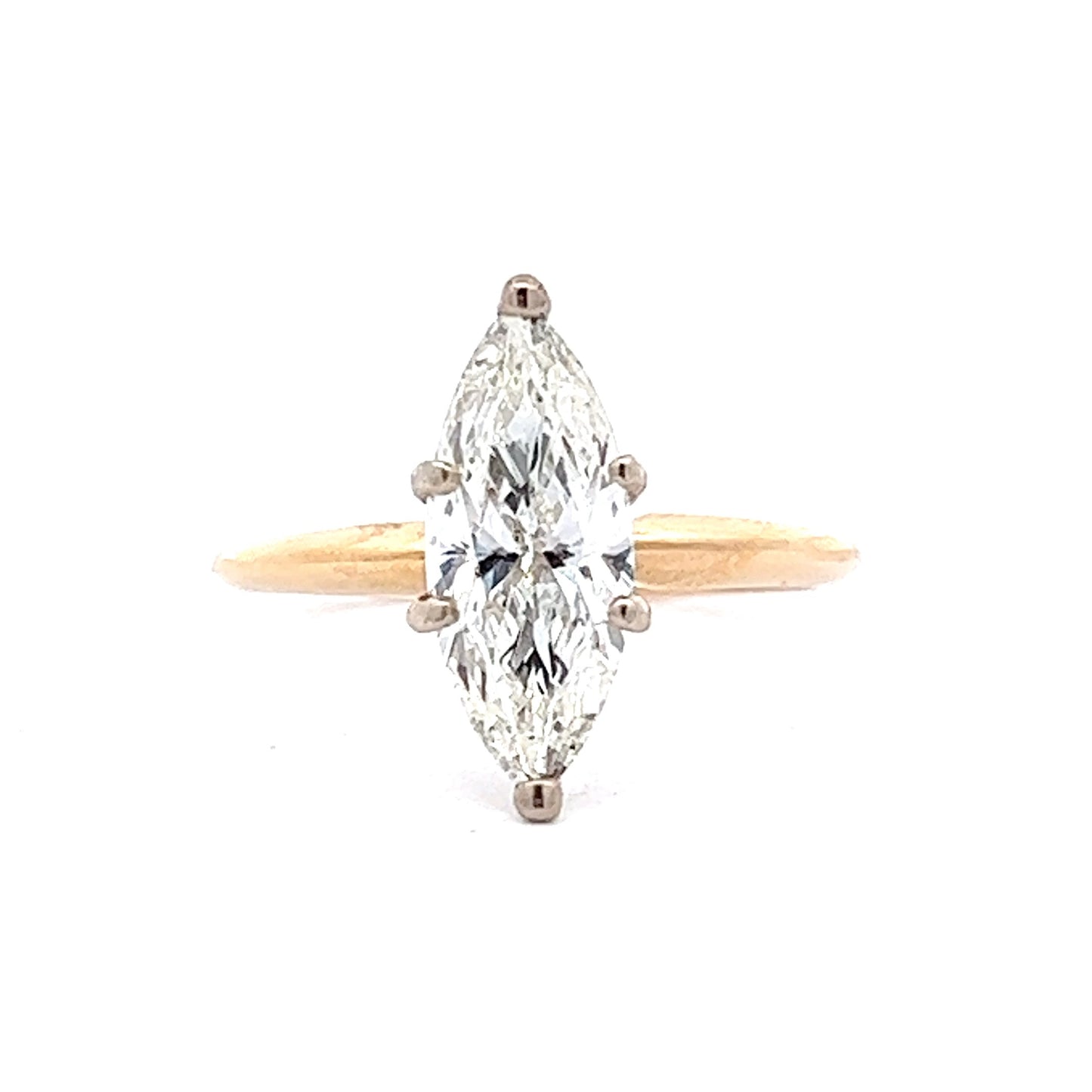 1.28 Marquise Cut Solitaire Diamond Engagement Ring in 14K