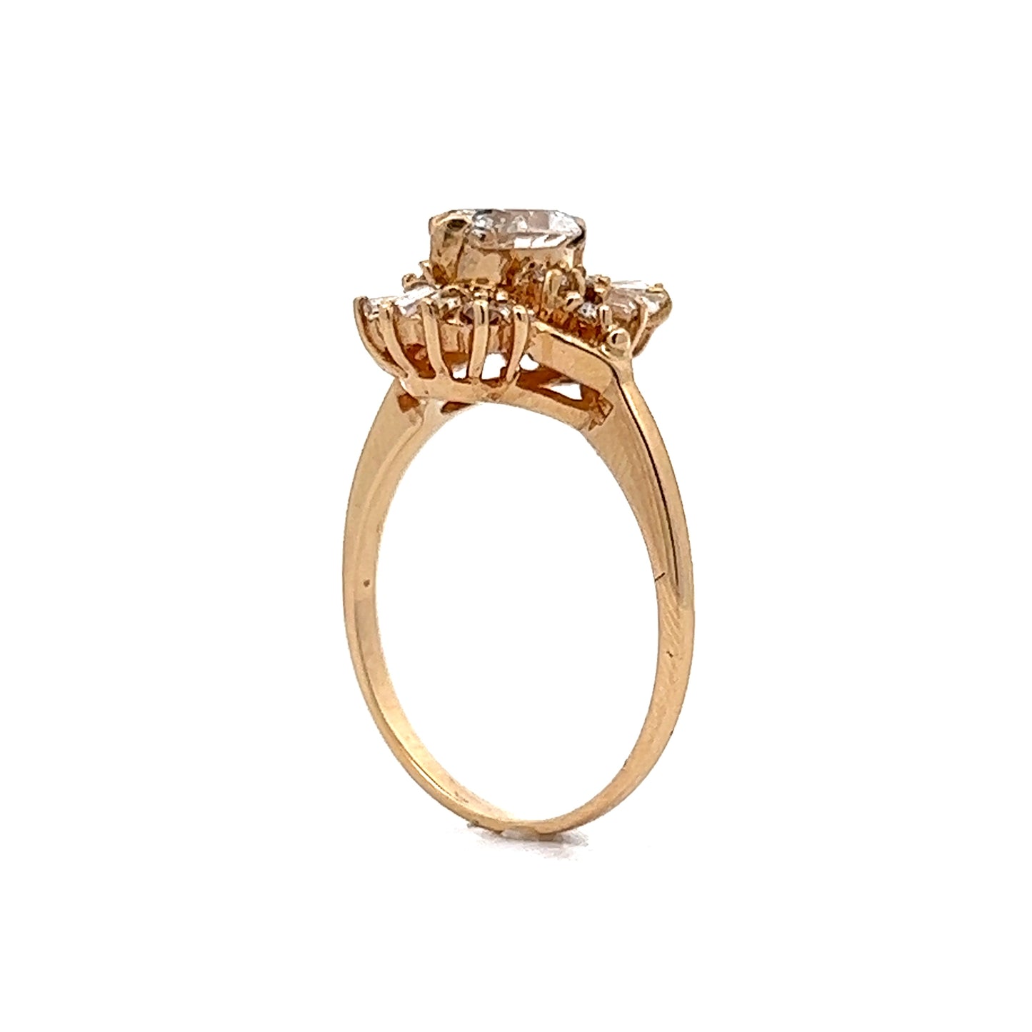 .69 Oval Diamond Cluster Engagement Ring in 14k Yellow Gold