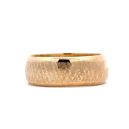 Vintage Mid-Century Men's Etched Texture Wedding Band in 14k Yellow Gold