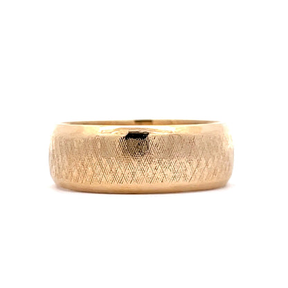 Vintage Mid-Century Men's Etched Texture Wedding Band in 14k Yellow Gold