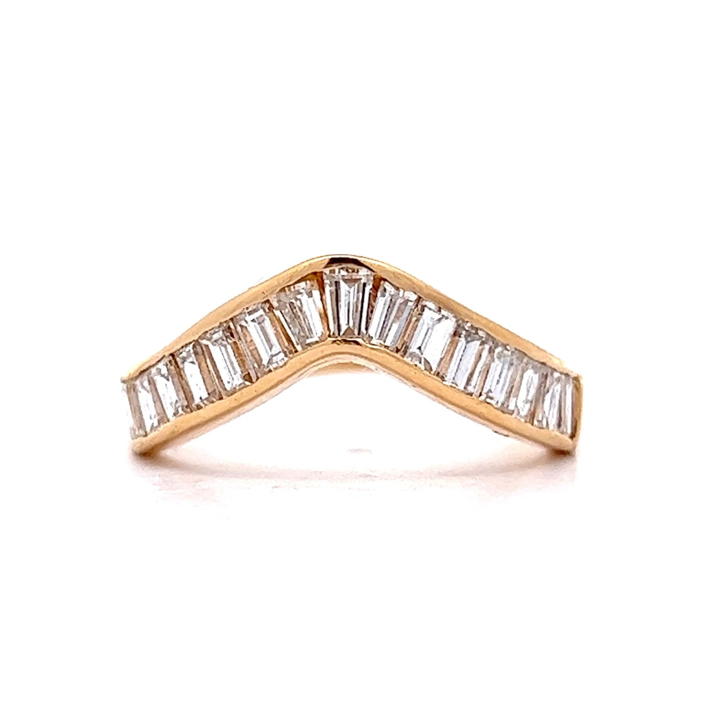 1.08 Baguette Diamond Contoured Wedding Band in 18k Yellow Gold