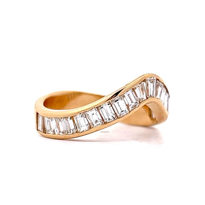 1.08 Baguette Diamond Contoured Wedding Band in 18k Yellow Gold