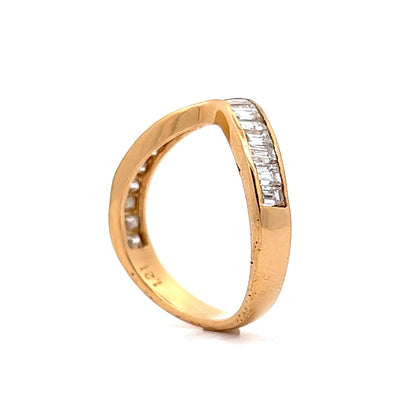 1.08 Baguette Diamond Contoured Wedding Band in 18k Yellow Gold