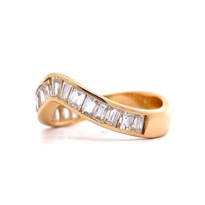 1.08 Baguette Diamond Contoured Wedding Band in 18k Yellow Gold