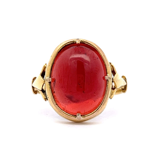 6.49 Cabochon Garnet Cocktail Ring in 18k Yellow Gold