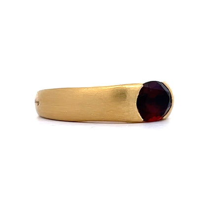 .95 Oval Garnet Stacking Ring in 18k Yellow Gold