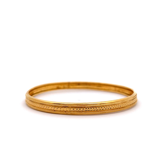Thin Textured Bangle Bracelet in 22k Yellow Gold