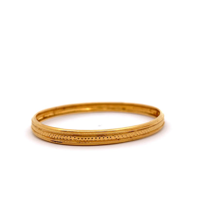 Thin Textured Bangle Bracelet in 22k Yellow Gold