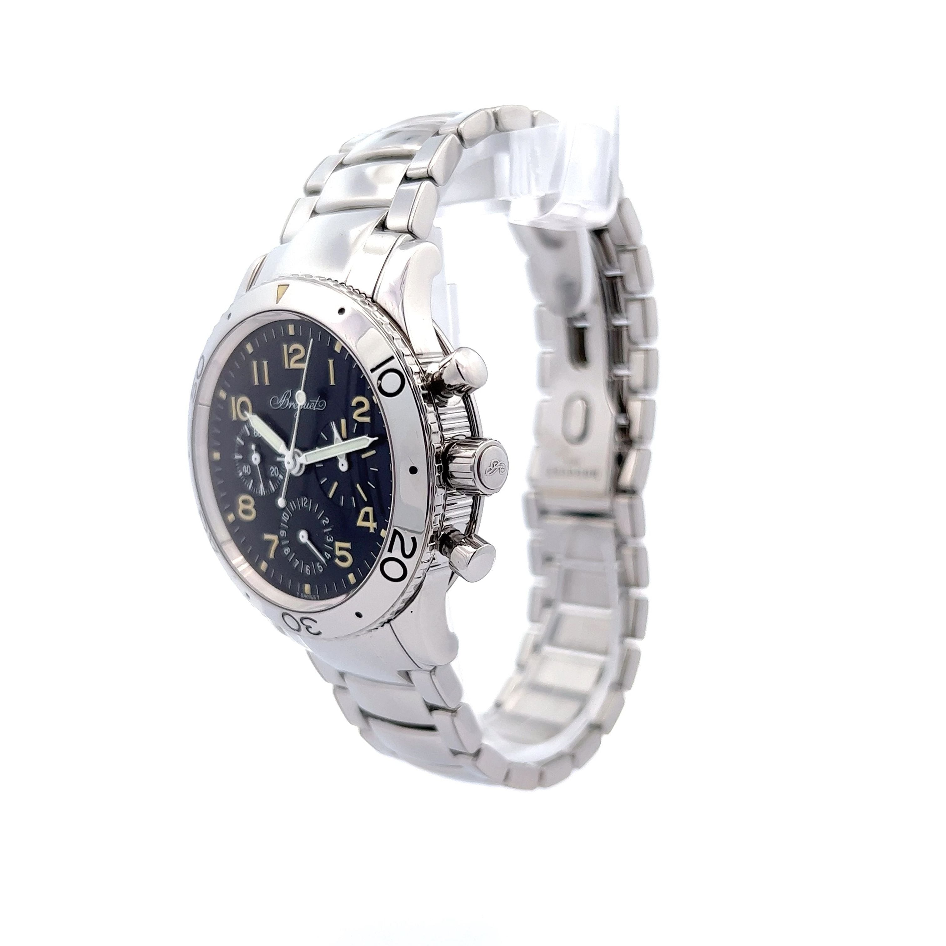 Breguet 39mm Type XX Aeronavale Chronograph Watch Black 3800 in