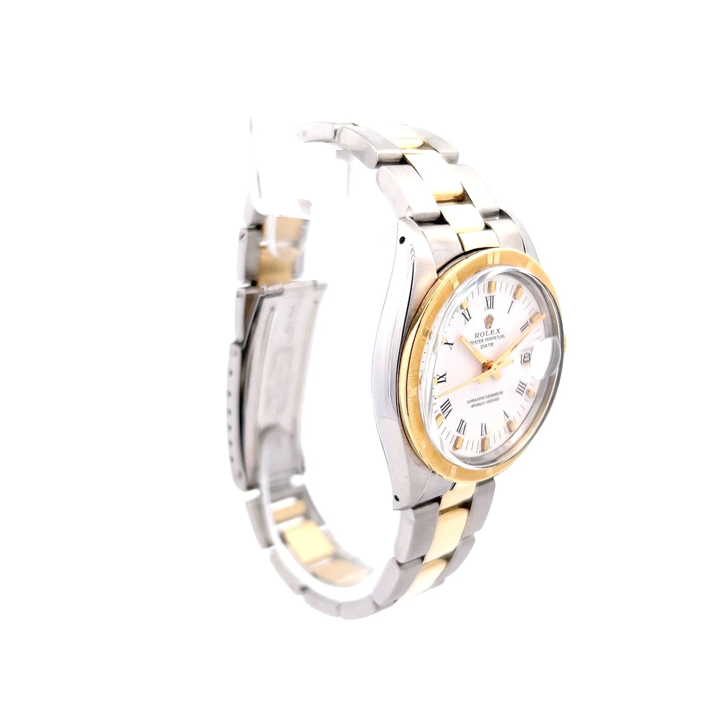 Rolex Date Two-Tone White Roman Dial Oyster 1501