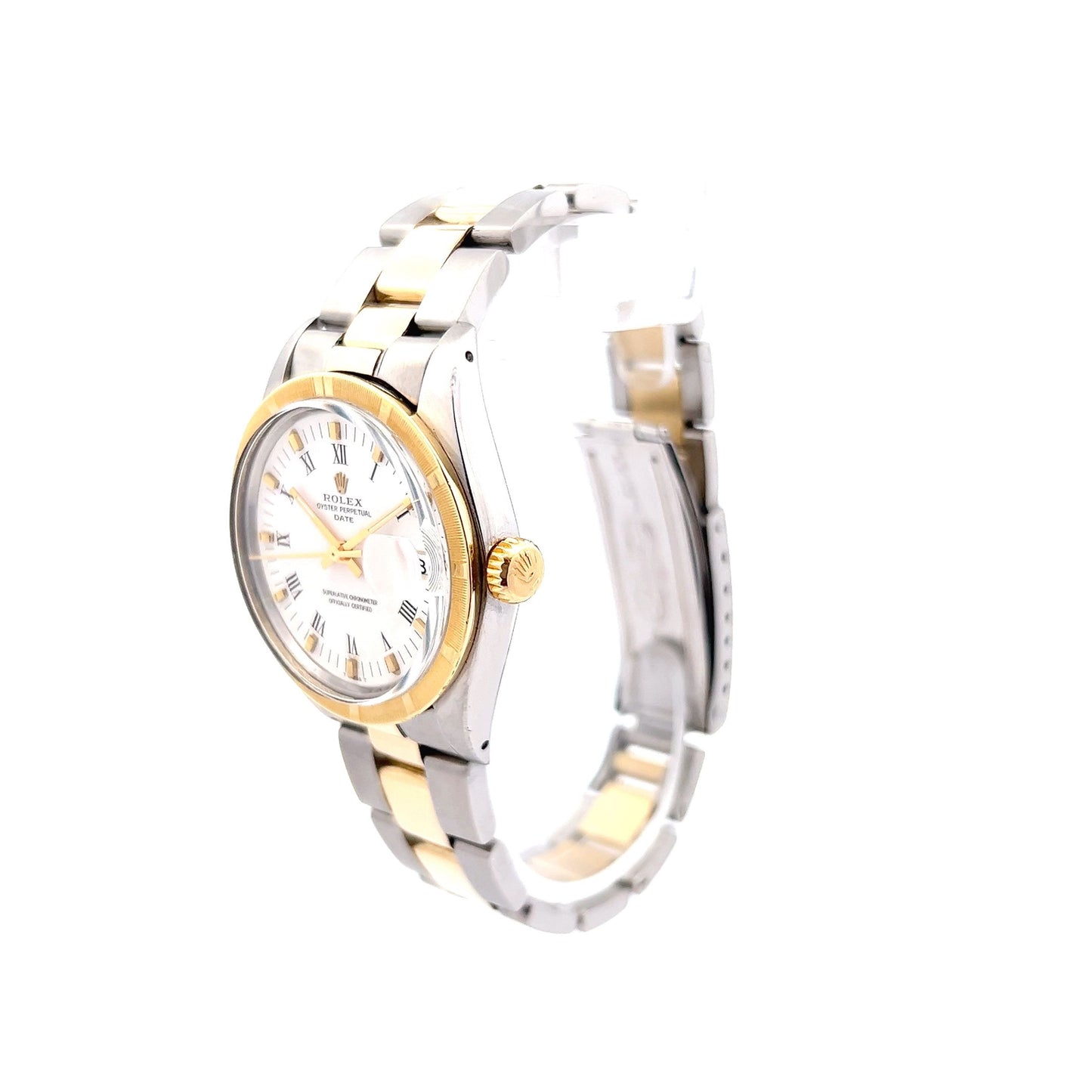 Rolex Date Two-Tone White Roman Dial Oyster 1501