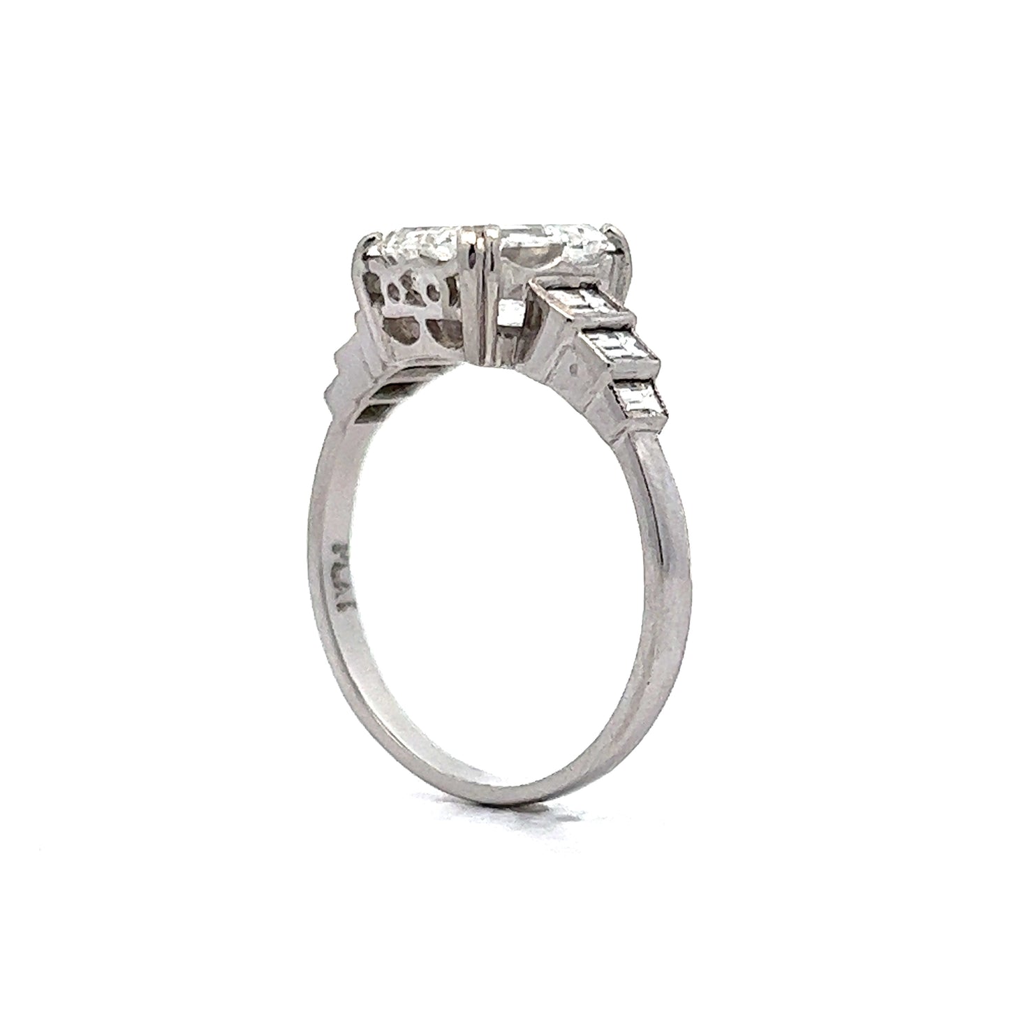 2.33 Emerald Cut Diamond Engagement Ring in Platinum