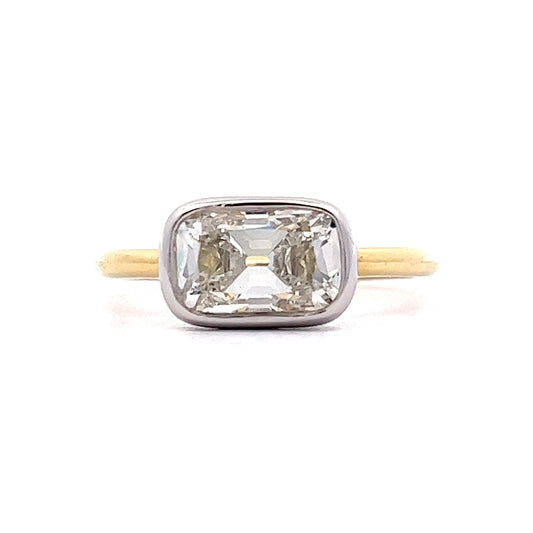2.21 East/West Cushion Engagement Ring in Yellow Gold & Platinum