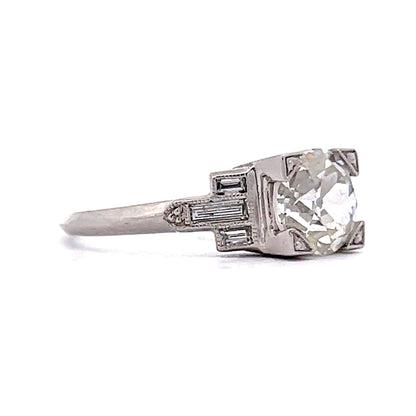 1.57 Art Deco Old European Diamond Engagement Ring in Platinum