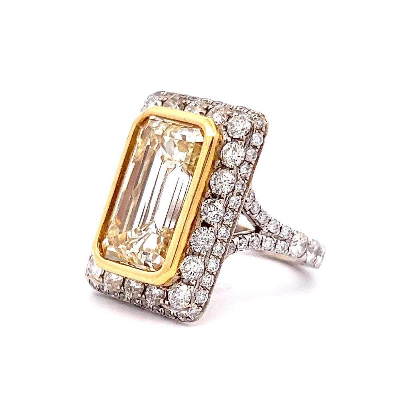 7 Carat Emerald Cut Diamond Engagement Ring in 18k