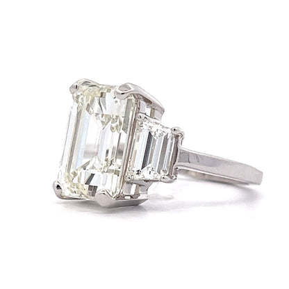 7.40 Emerald Cut Three Stone Engagement Ring in 14k White Gold