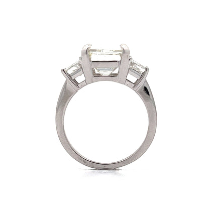 7.40 Emerald Cut Three Stone Engagement Ring in 14k White Gold