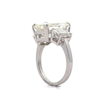 7.40 Emerald Cut Three Stone Engagement Ring in 14k White Gold