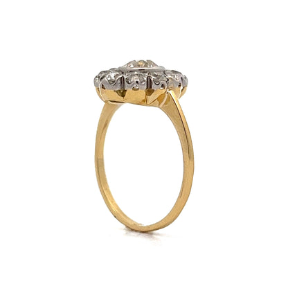 .78 Old European Cut Diamond Halo Engagement Ring