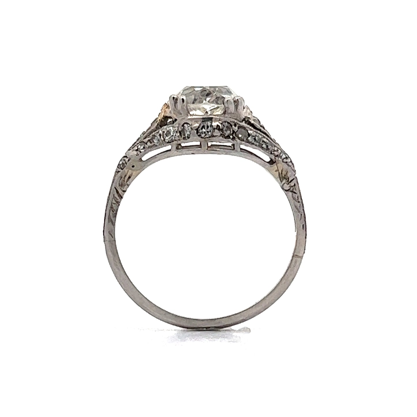 1.74 Art Deco Diamond Engagement Ring in Platinum