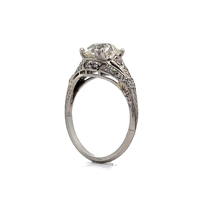 1.74 Art Deco Diamond Engagement Ring in Platinum