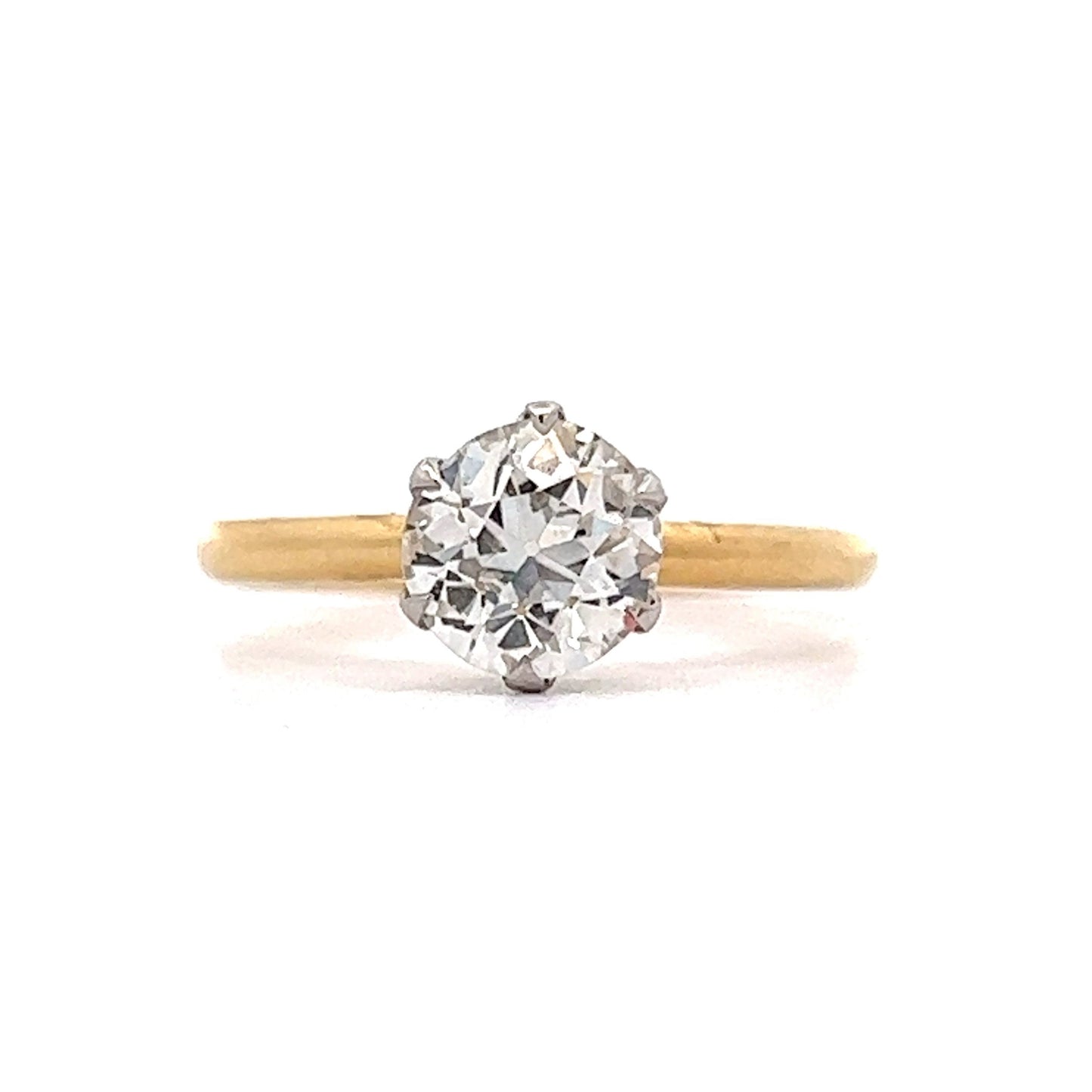 1.23 Old European Solitaire Engagement Ring in Platinum & Yellow Gold