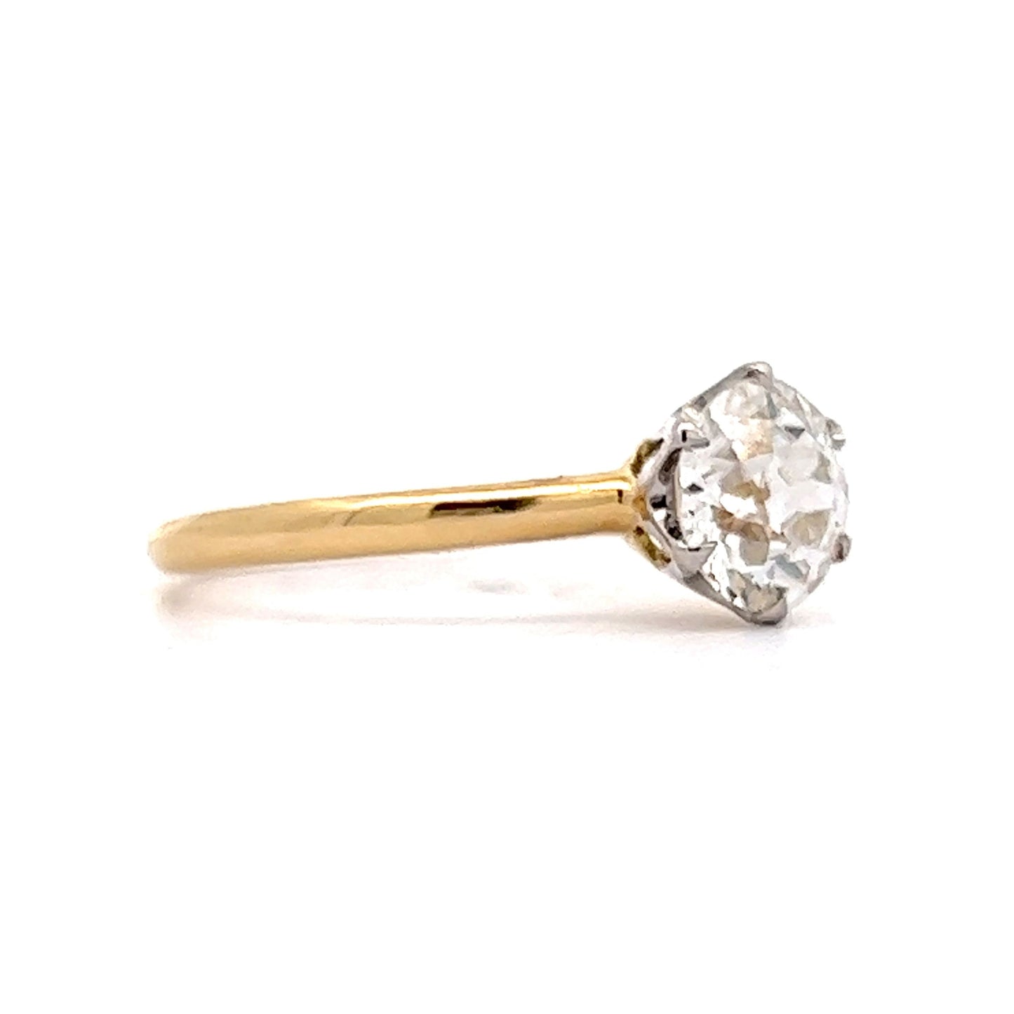 1.23 Old European Solitaire Engagement Ring in Platinum & Yellow Gold