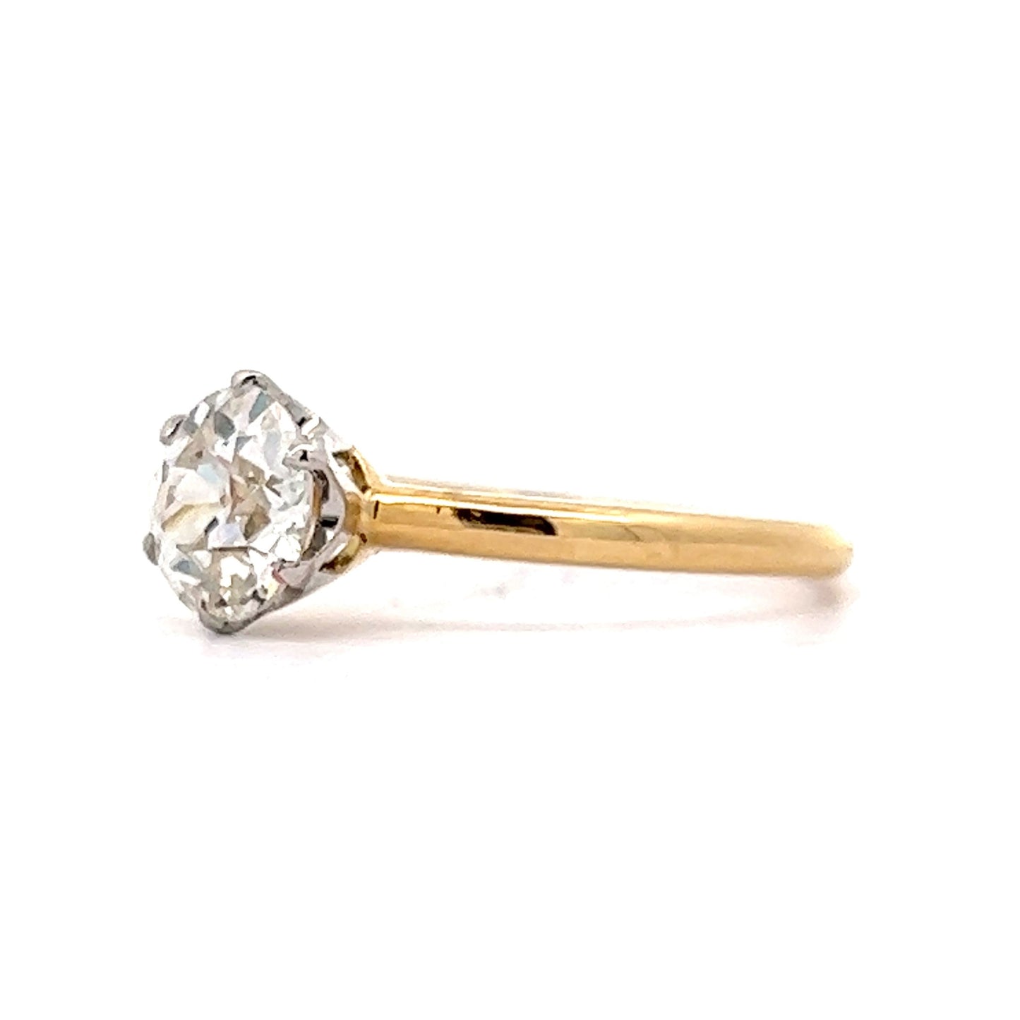 1.23 Old European Solitaire Engagement Ring in Platinum & Yellow Gold