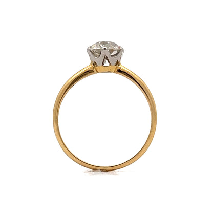 1.23 Old European Solitaire Engagement Ring in Platinum & Yellow Gold